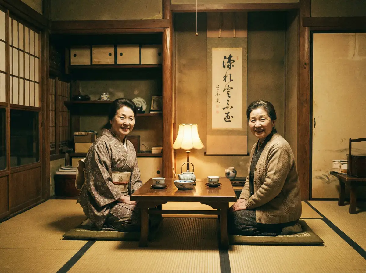 两位优雅的 小马拉大车-原创动画资源库|小马拉大车正版免费观看 在日式茶室中品茶交谈